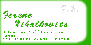 ferenc mihalkovits business card